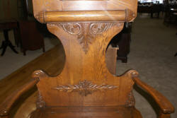 Solid oak antique bench seat carved hall tree 1910