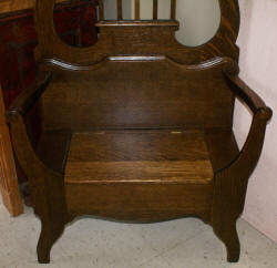 Solid Oak  antique hall tree with bench seat