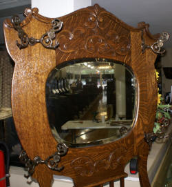 Solid Oak  antique hall tree with bench seat