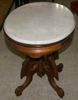 Victorian solid walnut oval marble top parlor table