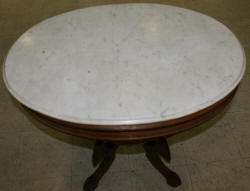 Victorian solid walnut oval marble top parlor table