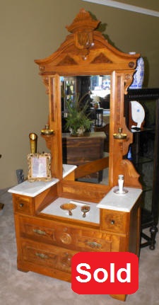 victorian antique princess dresser with marble top