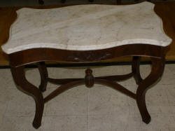 Victorian mahogany marble top flower carved parlor table 