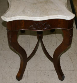 Victorian marble top flower carved parlor table