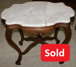 Victorian solid walnut turtle top marble parlor table