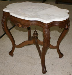 Victorian solid walnut turtle top marble parlor table