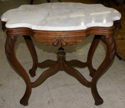 Victorian solid walnut turtle top marble parlor table