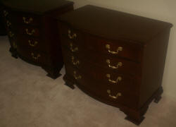 matched pair of Baker Furniture mahogany bachelor chests