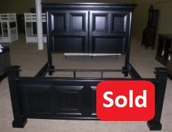 Modern black distressed painted king size bed 