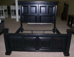 Modern black distressed painted king size bed 