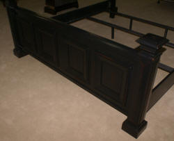 Modern black distressed painted king size bed 