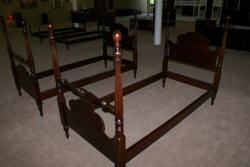 Kindel Furniture matched pair of mahogany twin poster beds