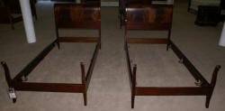 Pair of Regency design mahogany antique twin beds