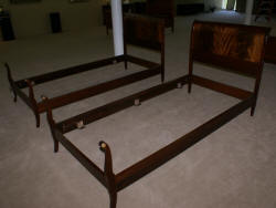 Pair of Regency design mahogany antique twin beds