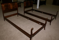 Pair of Regency design mahogany antique twin beds