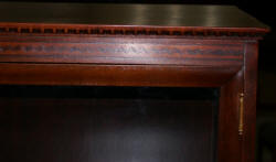 Mahogany antique inlaid 1920s triple glass door bookcase