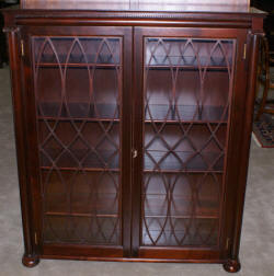 antique mahogany 1920s Grand Rapids Michigan two door bookcase with columns