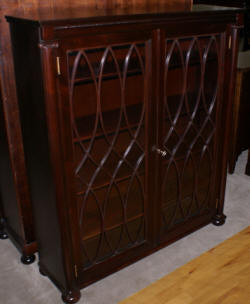 antique mahogany 1920s Grand Rapids Michigan two door bookcase with columns