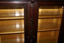 eastlake Victorian solid walnut antique beveled glass door bookcase