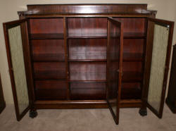 Paw foot antique mahogany triple glass door bookcase 