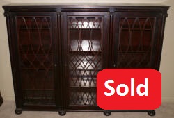 Empire Revival mahogany triple glass door bookcase