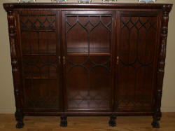 Empire Revival mahogany 3 door bookcase with carved columns