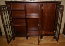 Empire Revival mahogany 3 door bookcase with carved columns