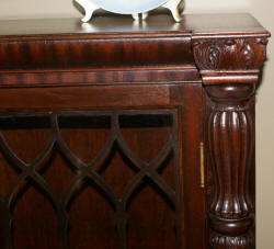 Empire Revival mahogany 3 door bookcase with carved columns