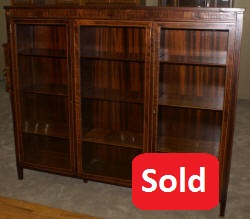 inlaid rosewood triple glass door bookcase