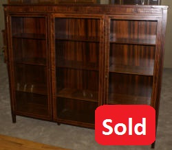 inlaid rosewood triple glass door bookcase