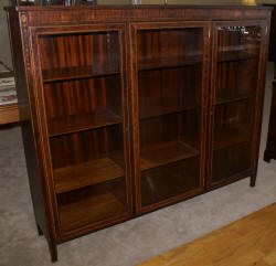 inlaid rosewood triple glass door bookcase