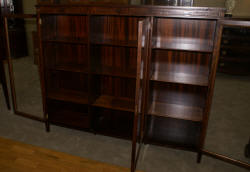 inlaid rosewood triple glass door bookcase