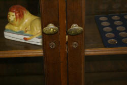 Large oversized walnut glass 4 door 1920s bookcase