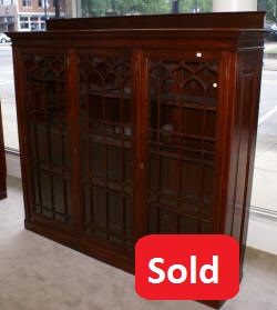 Triple door solid mahogany antique bookcase
