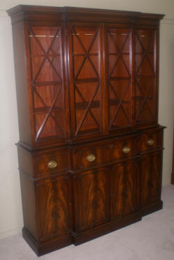 Flame mahogany breakfront secretary desk 