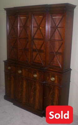 Flame mahogany breakfront secretary desk 