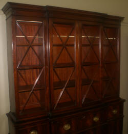 Flame mahogany breakfront secretary desk 