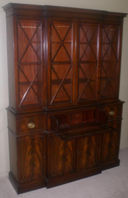 Flame mahogany breakfront secretary desk 