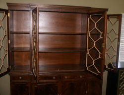 English flame mahogany antique breakfront secretary desk