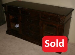 hekman inlaid entertainment console in old world walnut
