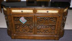 Pulaski Furniture Company granite top / wrought iron credenza