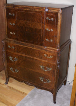 Walnut French carved antique chest