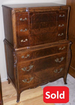 Walnut French carved antique chest