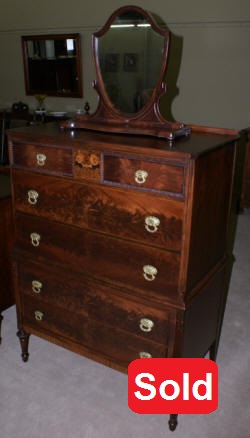 Berkey and Gay walnut inlaid antique chest