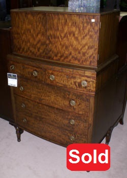 light walnut bow front high gentlemens chest