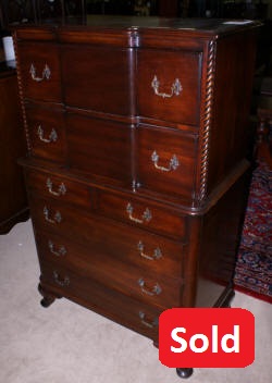 Queen Anne solid mahogany antique chest