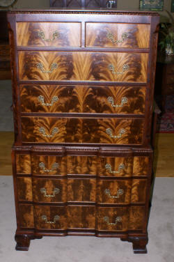 Flame mahogany Irwin Furniture company high chest