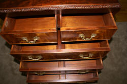 Irwin Furniture company flame mahogany high chest