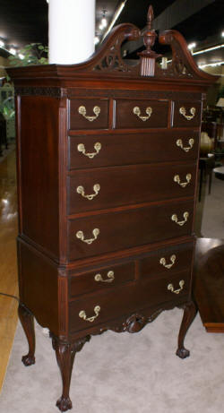 Chinese Chippendale dark mahogany high chest 