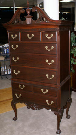 Chinese Chippendale dark mahogany high chest 